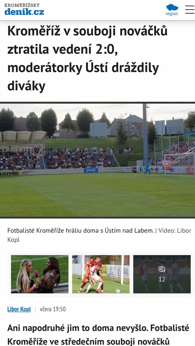 Kroměřížský deník napsal ➡️ Kroměříž v souboji nováčků ztratila vedení 2:0, moderátorky…